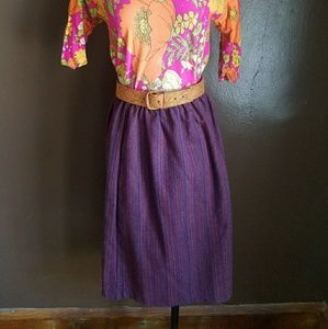 1960's Striped Skirt with Elastic Waist Medium